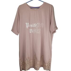 Hayden Los Angeles Shirt Dress Positive VibesWomen's Dusty Pink Size L